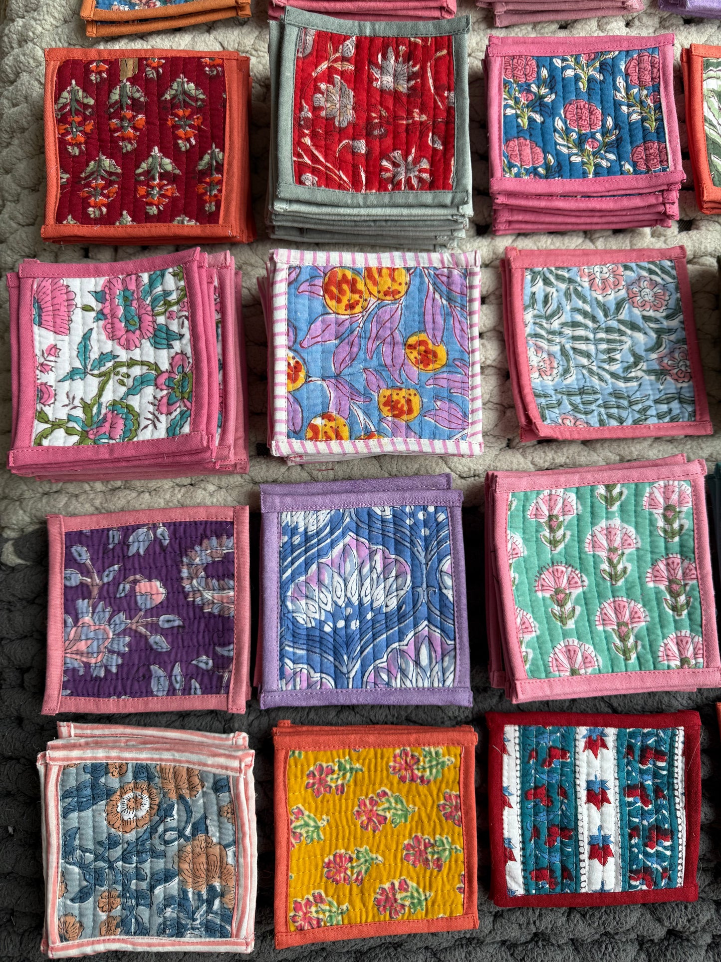 Quilted cotton handmade blockprint coasters