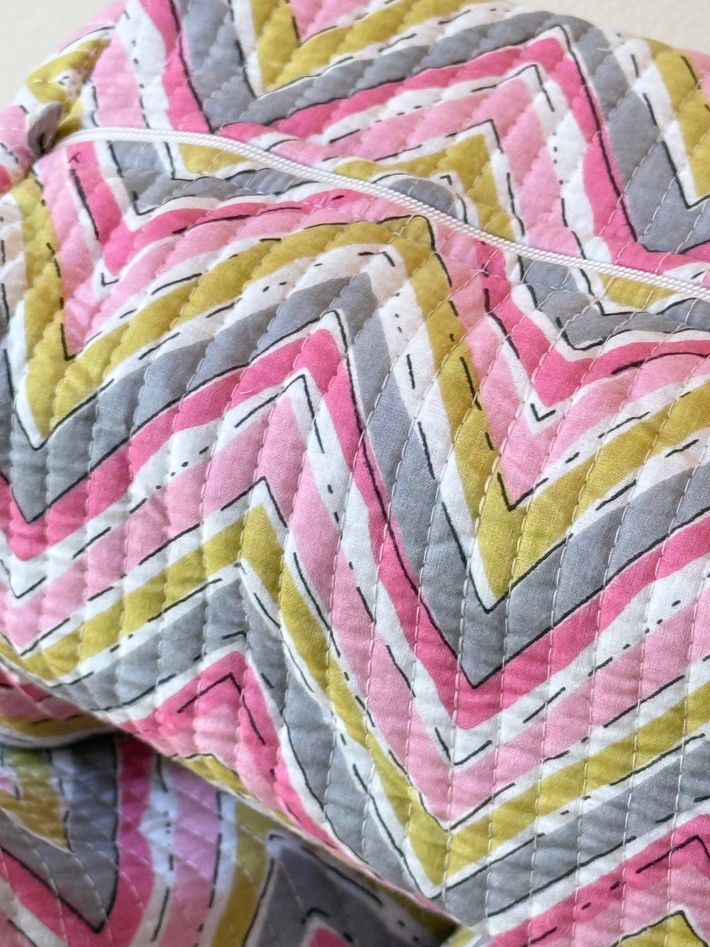 Handmade and block printed toiletry bag/pouches