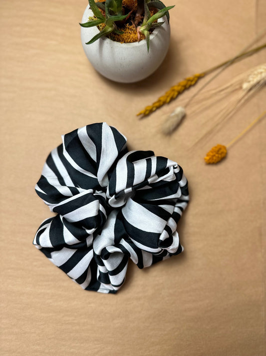 Black and white Satin Silk XL scrunchies