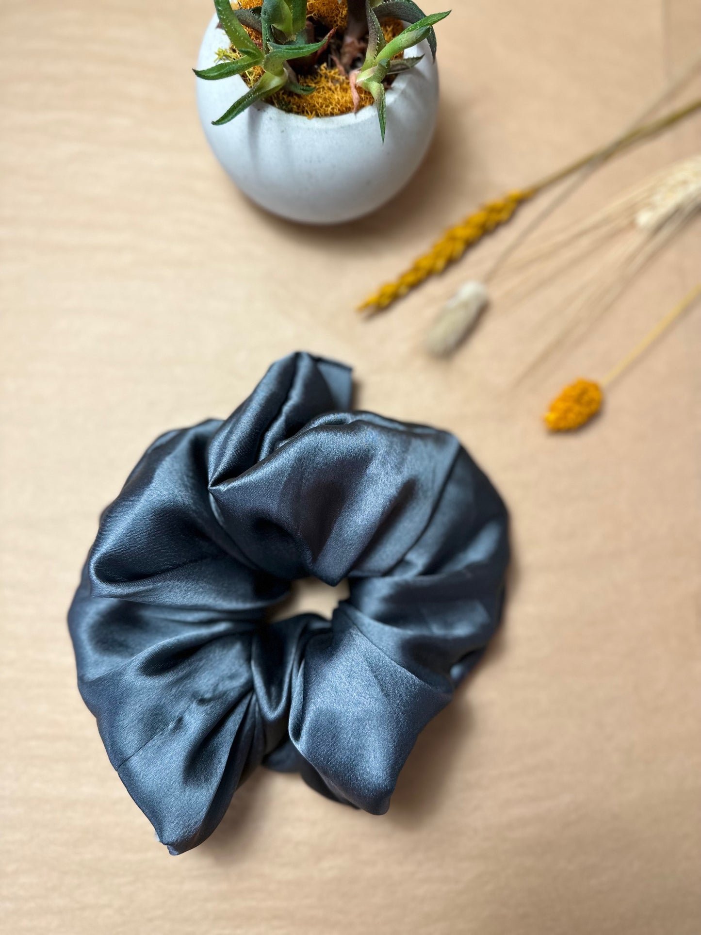 Grey Satin Silk XL scrunchies