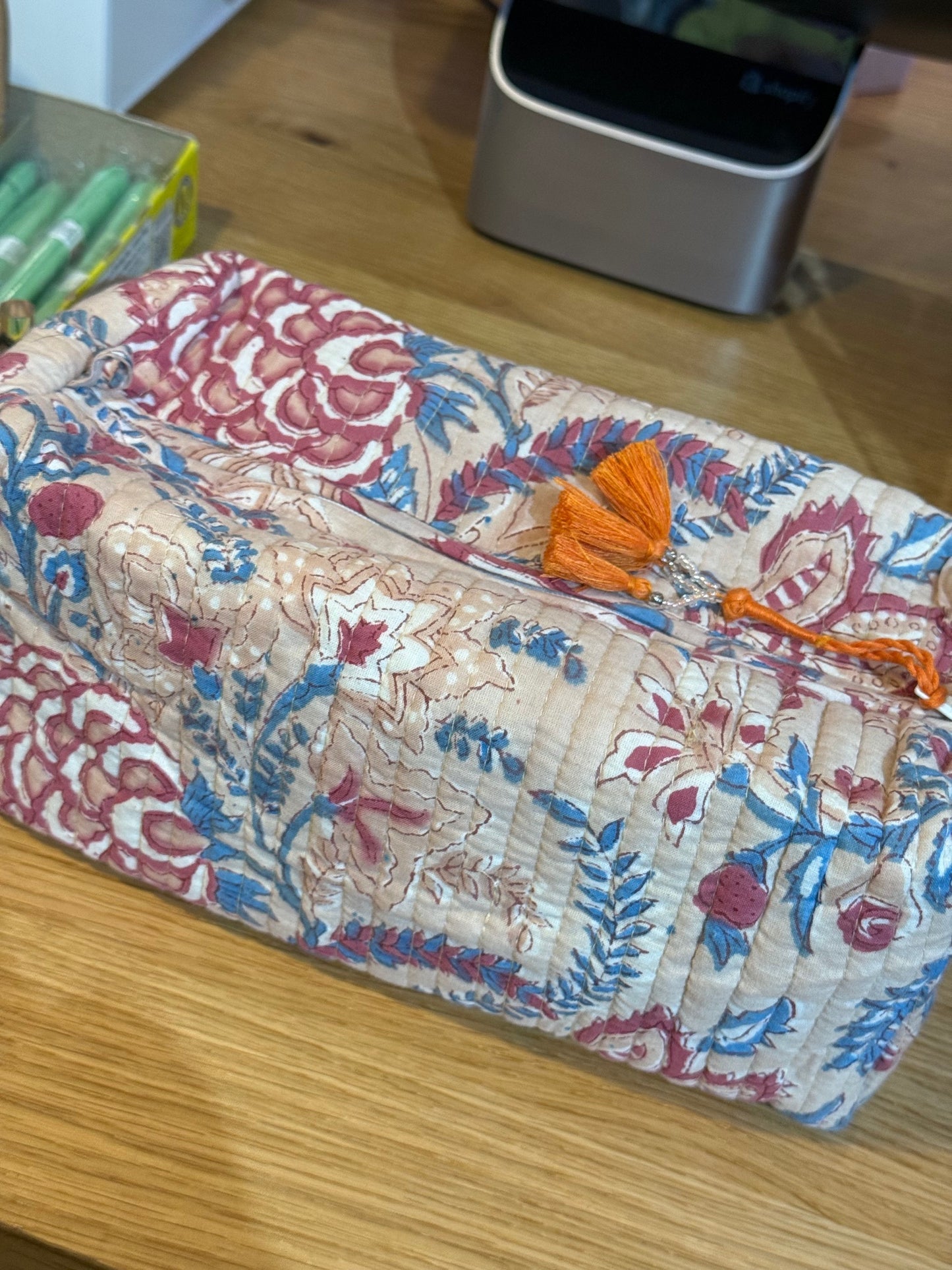 Handmade and block printed toiletry bag/pouches