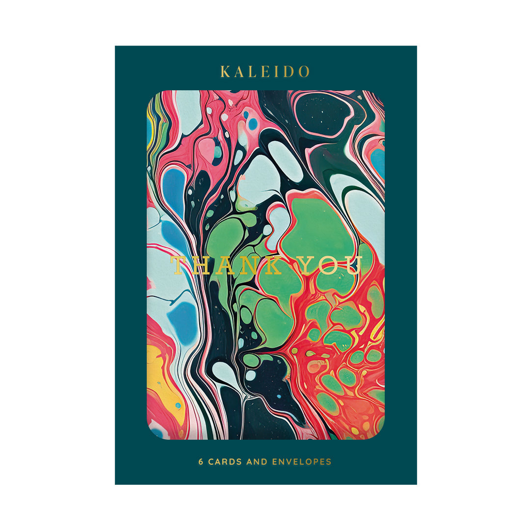 Colourful Marble Thank You Greeting Card Set - pack of 6