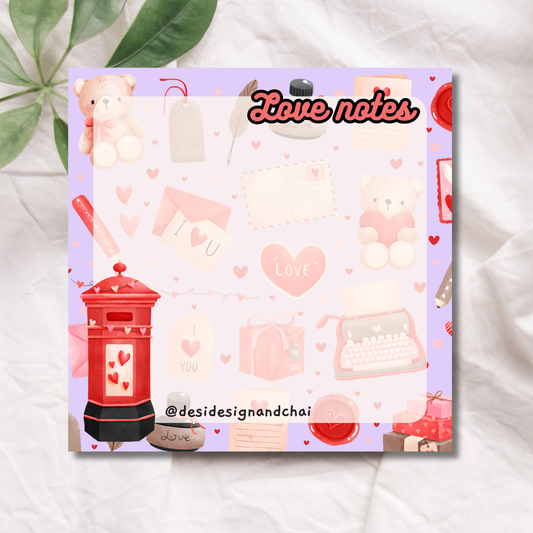 Love notes, Valentines sticky note