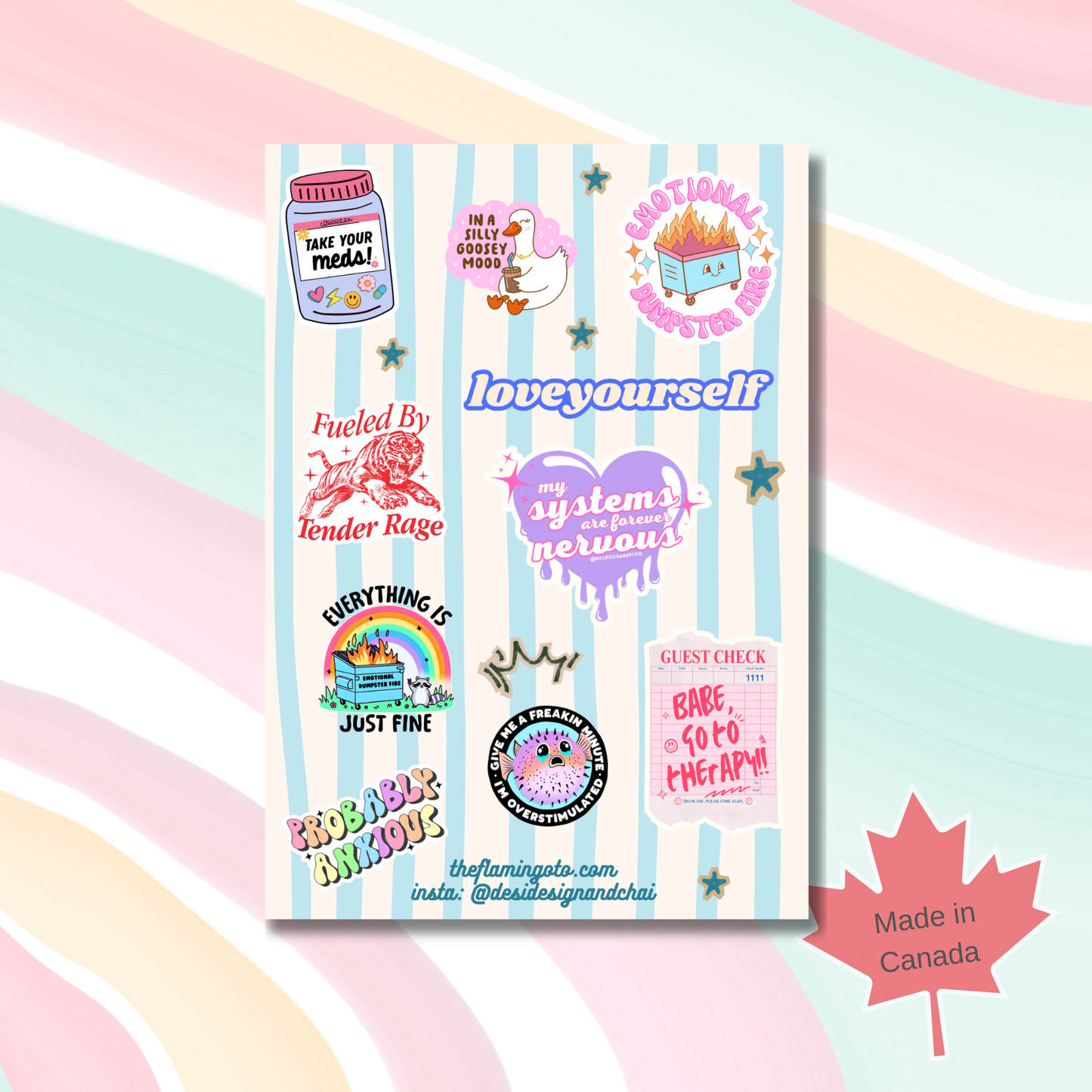 Mental health sticker sheet.
