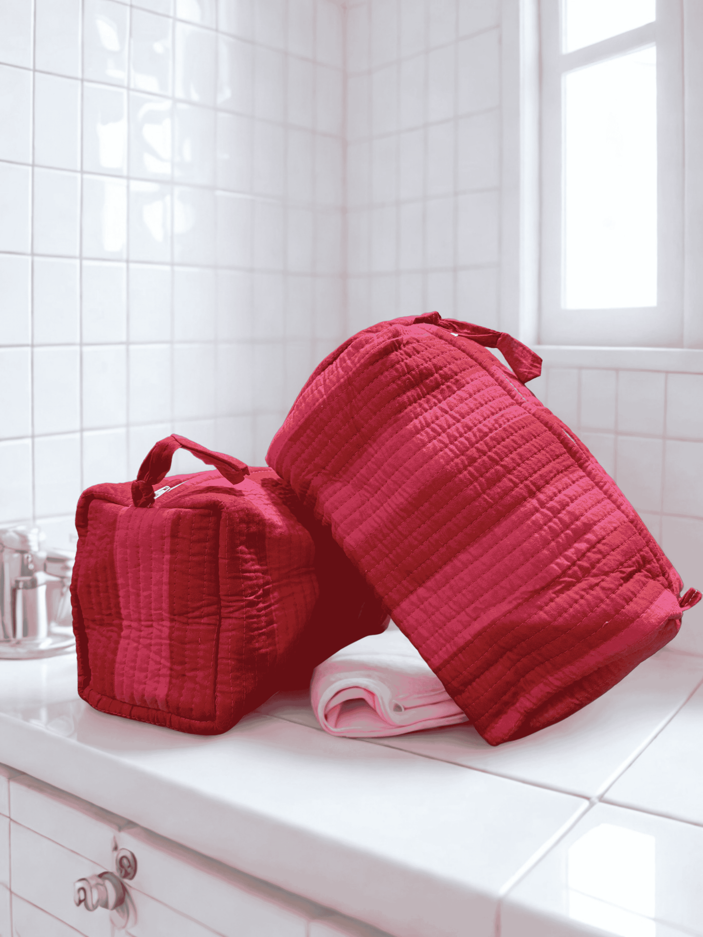Handmade and block printed toiletry bag/pouches
