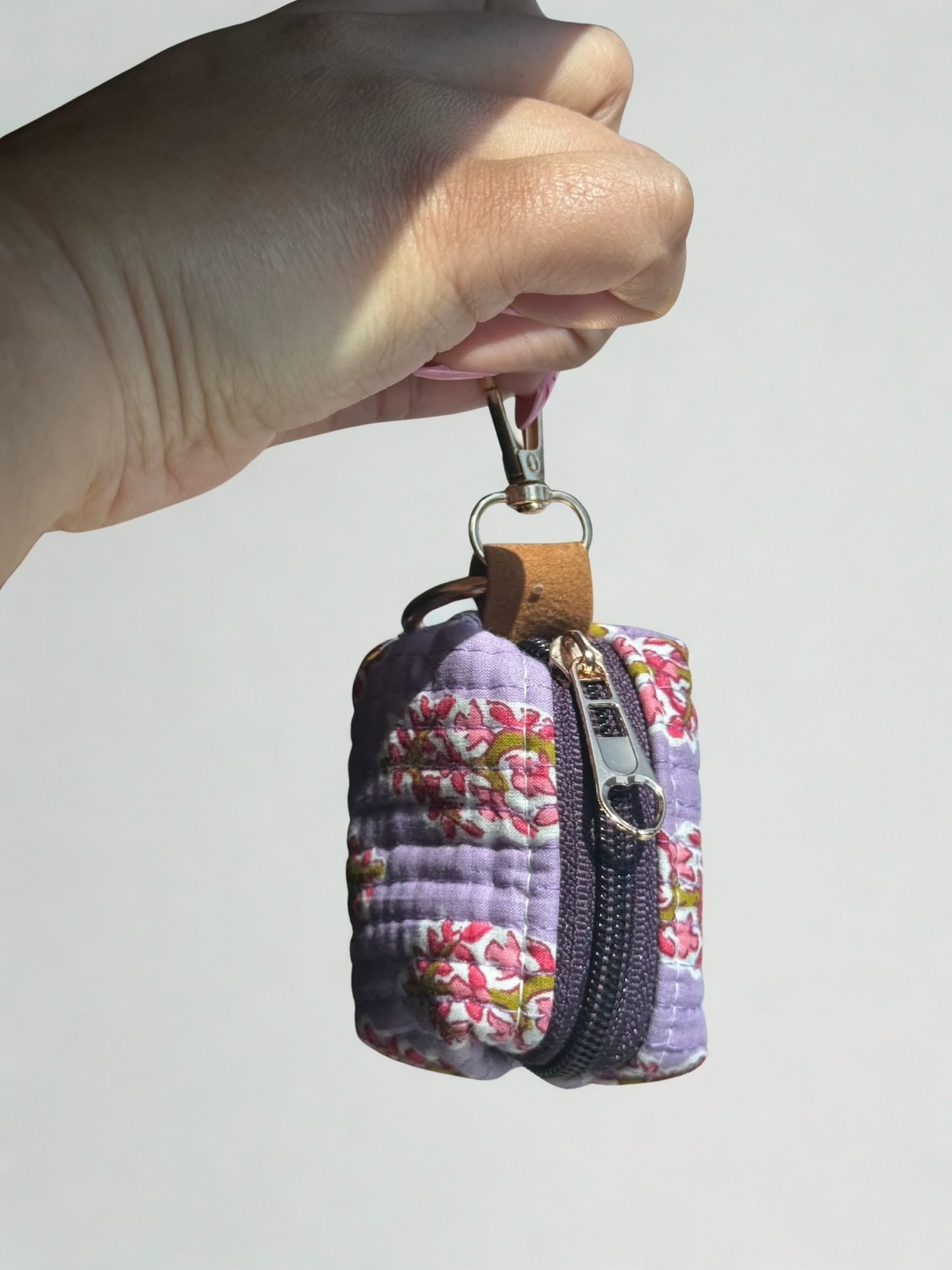 Blockprint Cotton zipper coin pouch