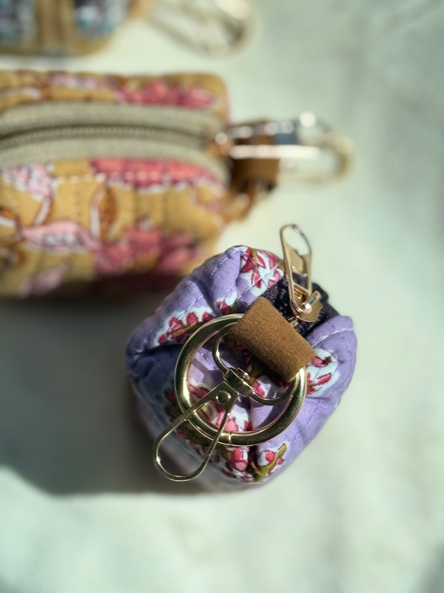 Blockprint Cotton zipper coin pouch