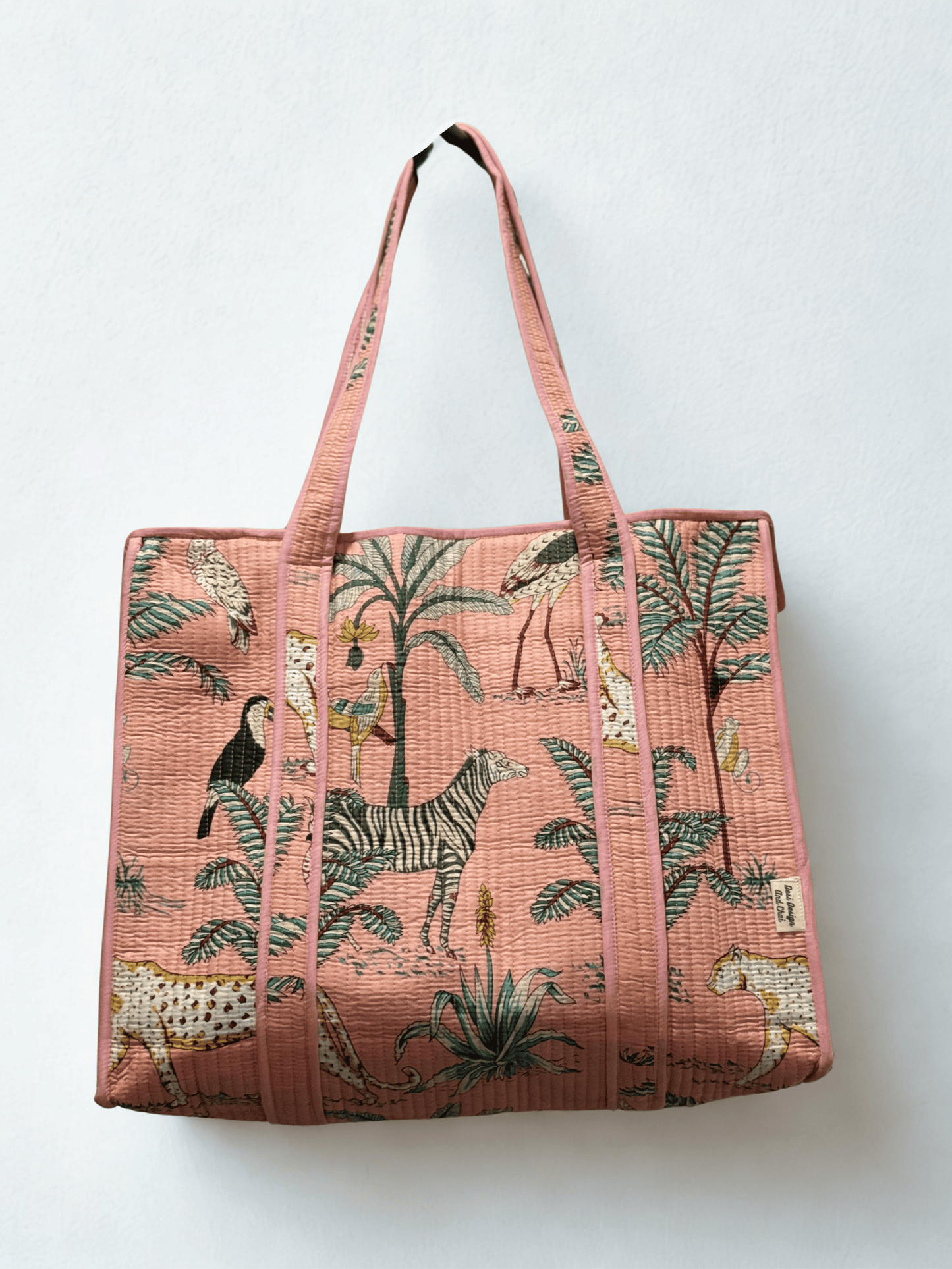 Handmade block printed, quilted tote bags