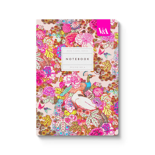 Neon Floral Peacock Floral A5 Premium Paperback Notebook
