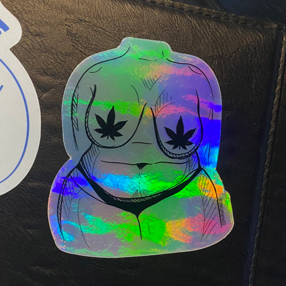 WEED TITTIES HOLOGRAPHIC STICKER