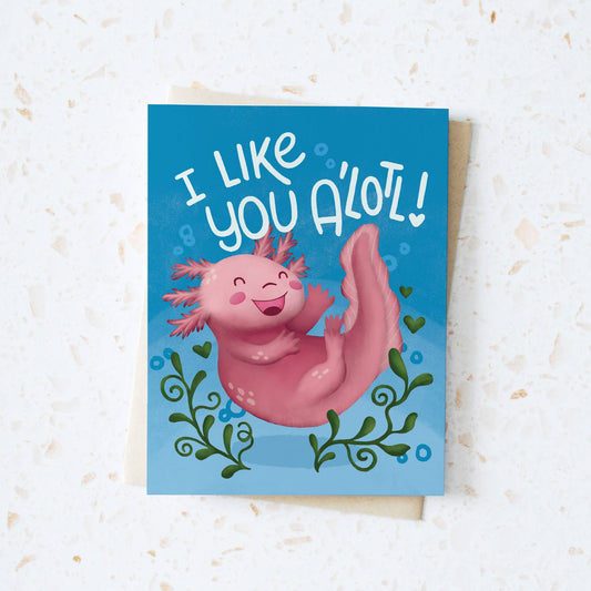 Hop & Flop - Axolotl Valentine's Day Card