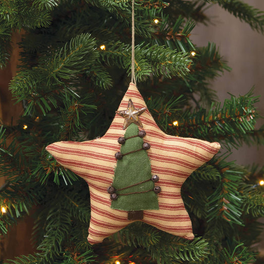 Primitive Tree Red Ticking Star Ornament