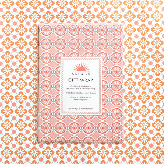 cai & jo - Pink & Orange Gift Wrap Pack