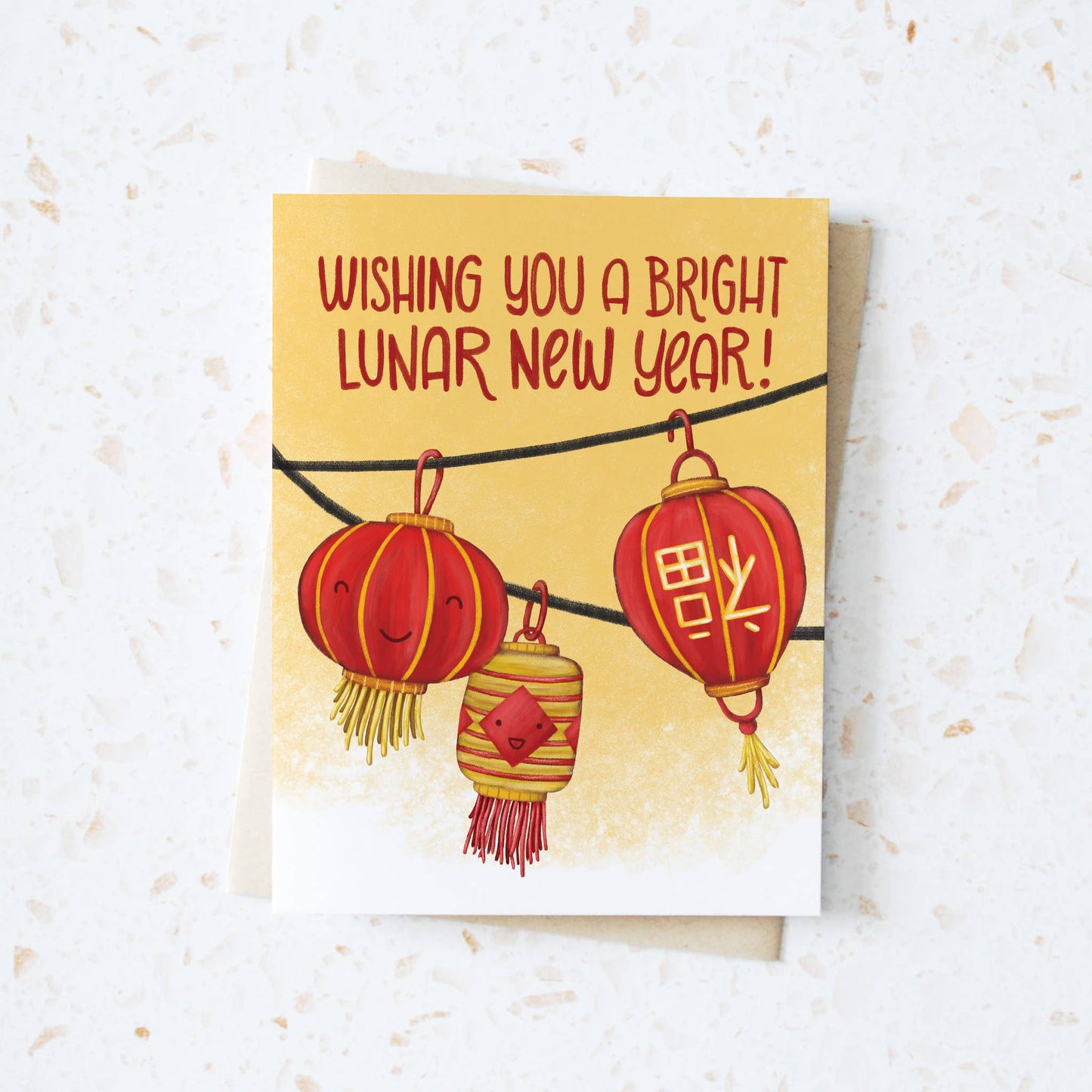 Lunar New Year's Asian Greeting Card - Paper Lanterns -  Hop & Flop