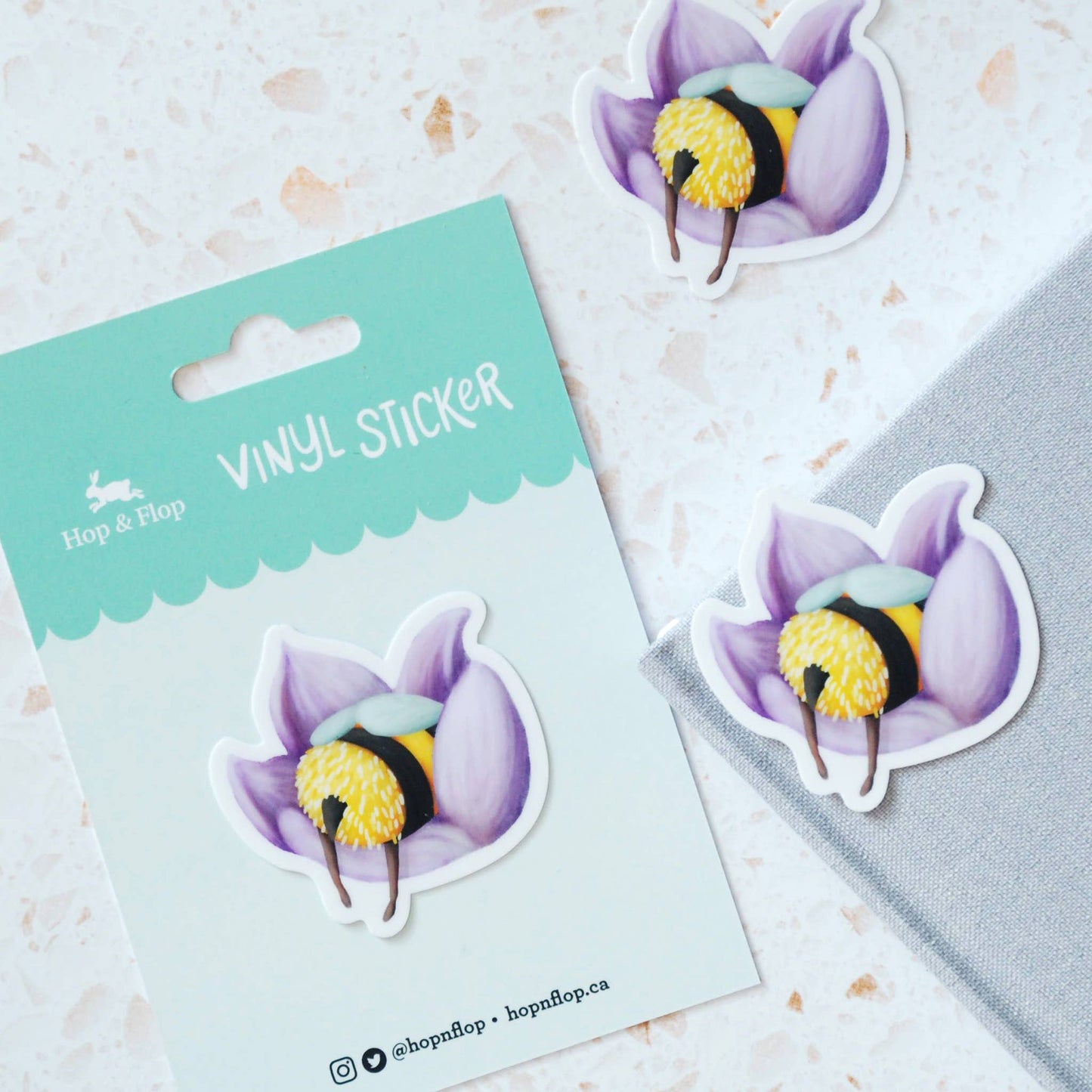 Sleeping Bumble Bee in Flower Vinyl Sticker