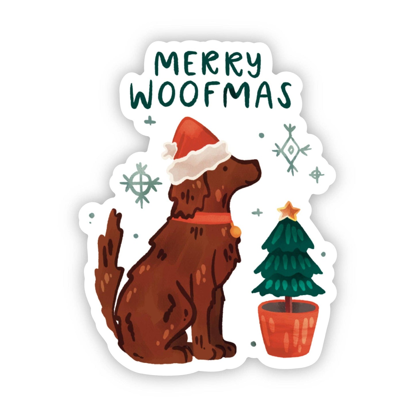 "Merry Woofmas" Cute Dog Sticker