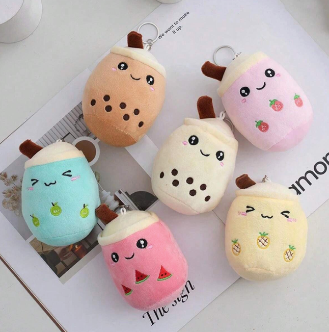 Bubble tea boba drink plushie keychain
