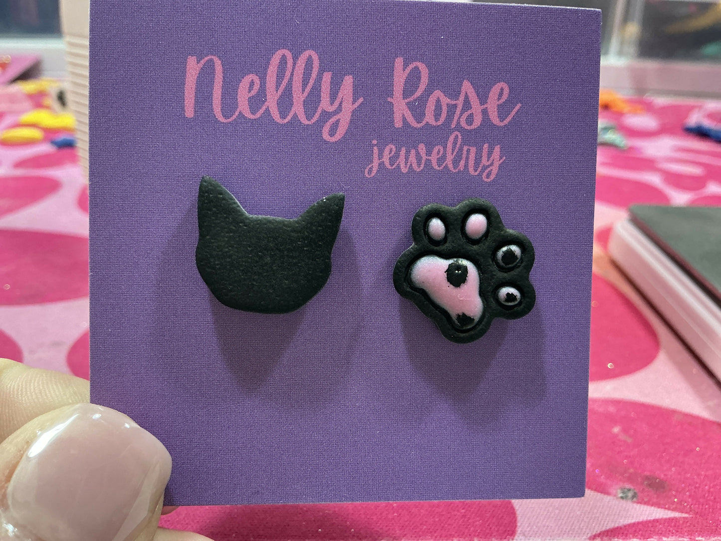 NRJ121 Black Cat Studs