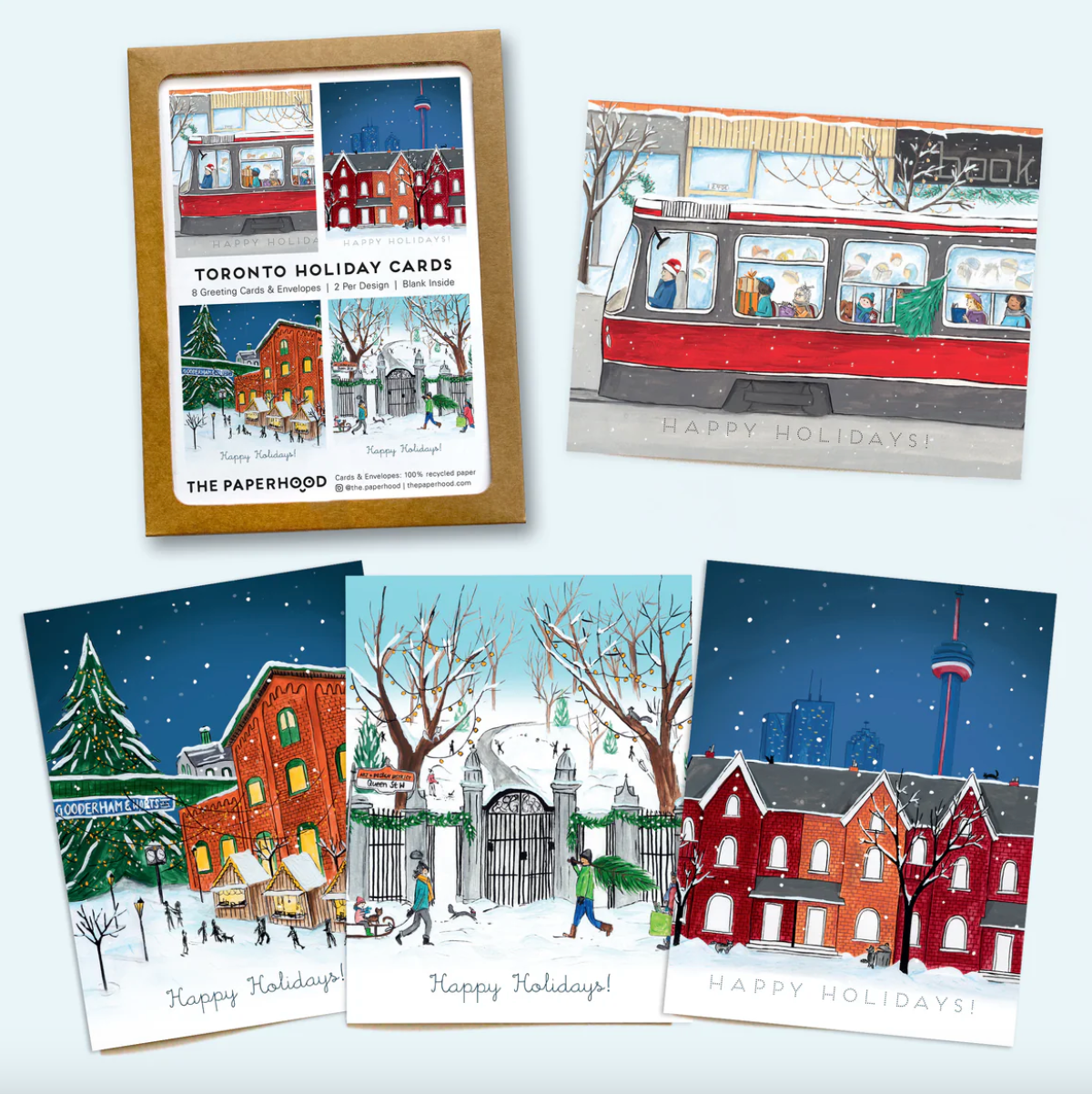 Assorted Box of 8 'Toronto Classic Holiday' greeting cards