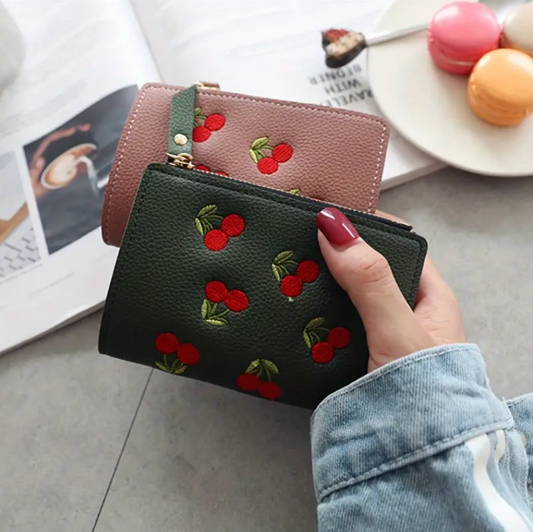 Embroidered cherry wallets