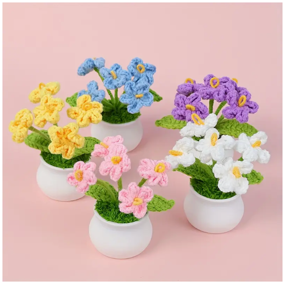 Crochet potted flowers