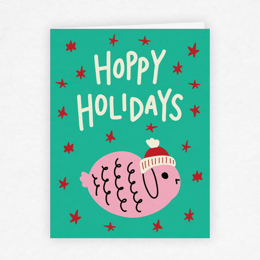 DMB 110 - Hoppy Holidays Rabbit Christmas Holiday Greeting Card