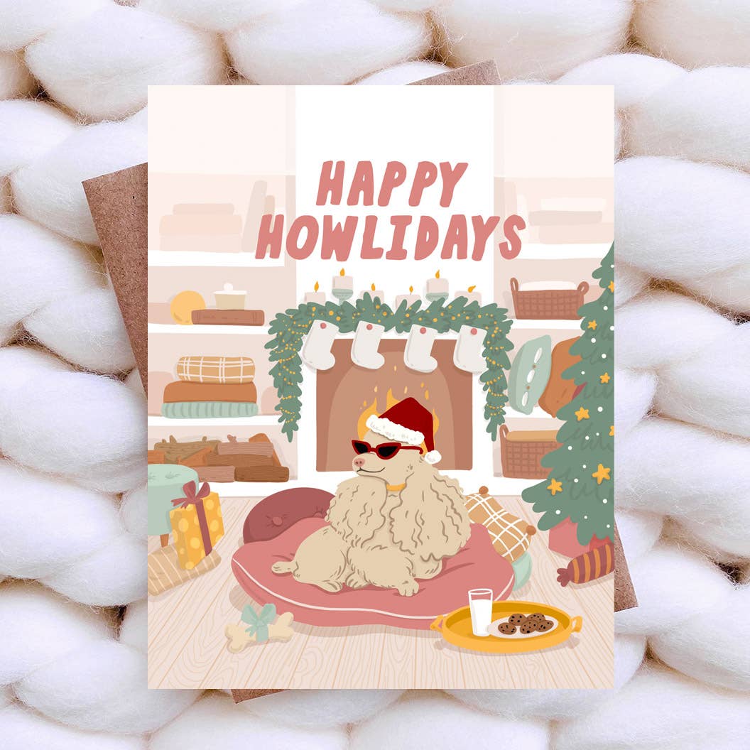 Happy Howlidays Funny Holiday Card - Dog Christmas Card - Top Hat and Monocle