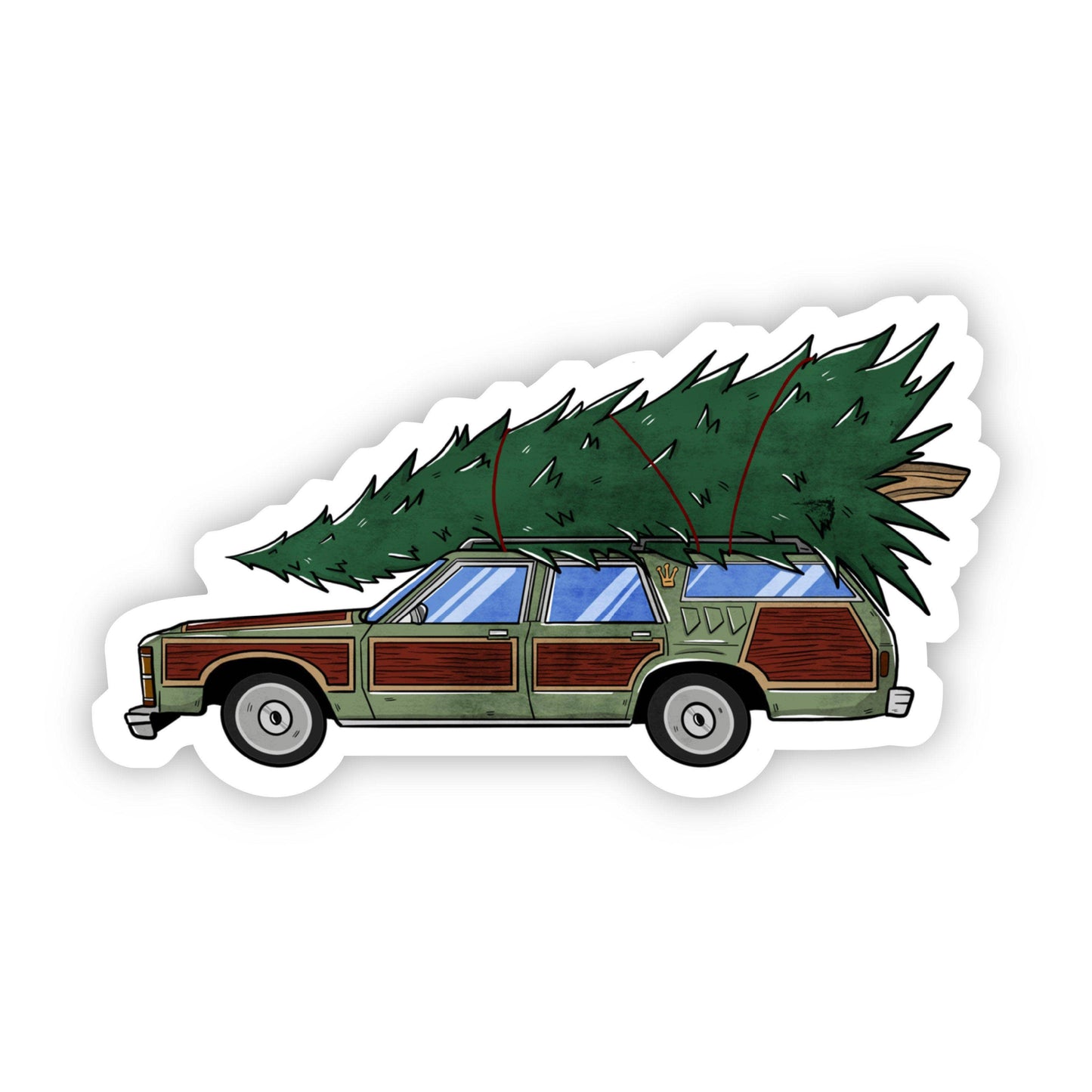 Christmas Tree on Station Wagon Sticker