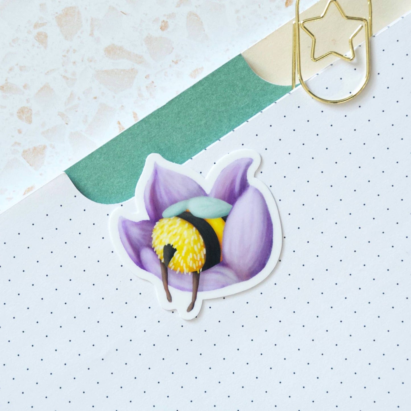 Sleeping Bumble Bee in Flower Vinyl Sticker