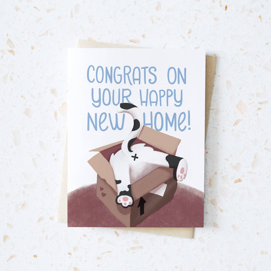 Hop & Flop - New Home Cat in a Box Greeting Card