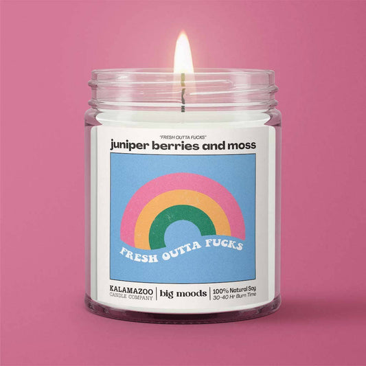 Big Moods - "Fresh Outta Fucks" Juniper Berries & Moss - Soy Candle