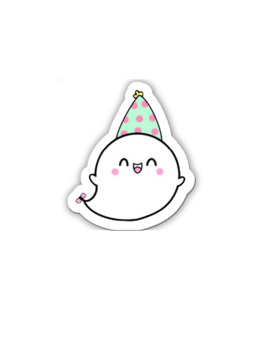 Kawaii happy party ghost sticker