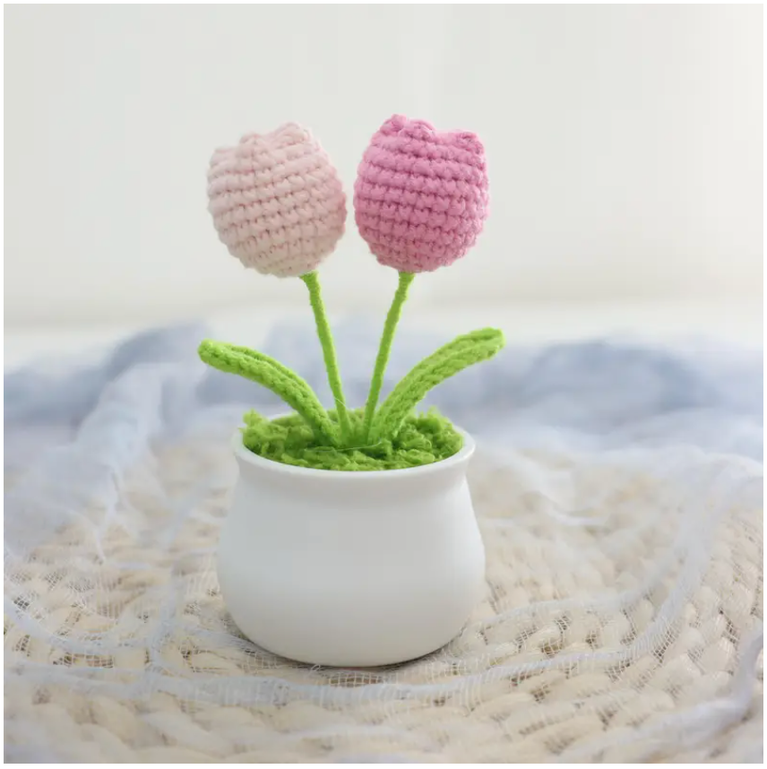 Crochet potted flowers - Tulips