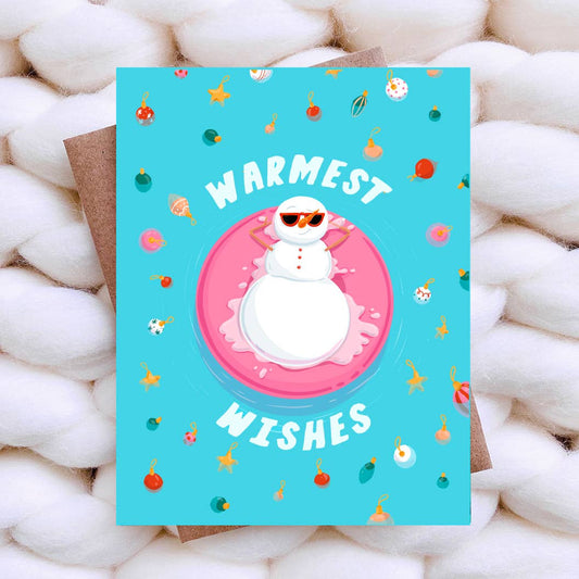 Warm Wishes Cute Snowman Holiday Card - Top Hat and Monocle