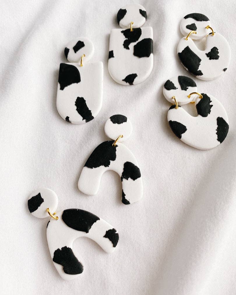 SageClayCo - Cowprint Polymer Clay Earrings