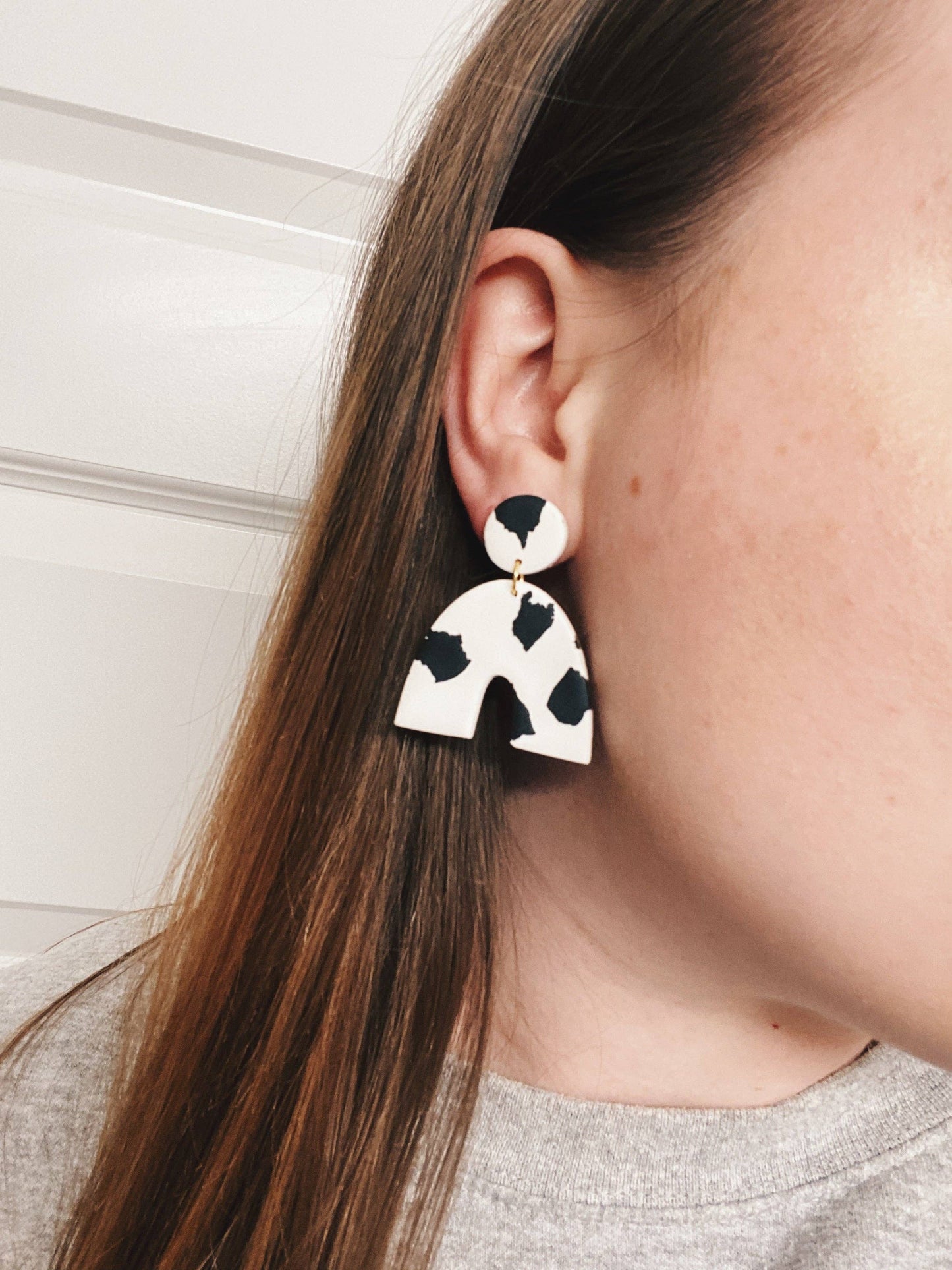 SageClayCo - Cowprint Polymer Clay Earrings