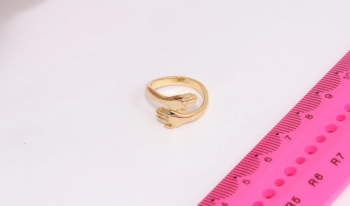 24k Shiny gold plated adjustable holding hands ring