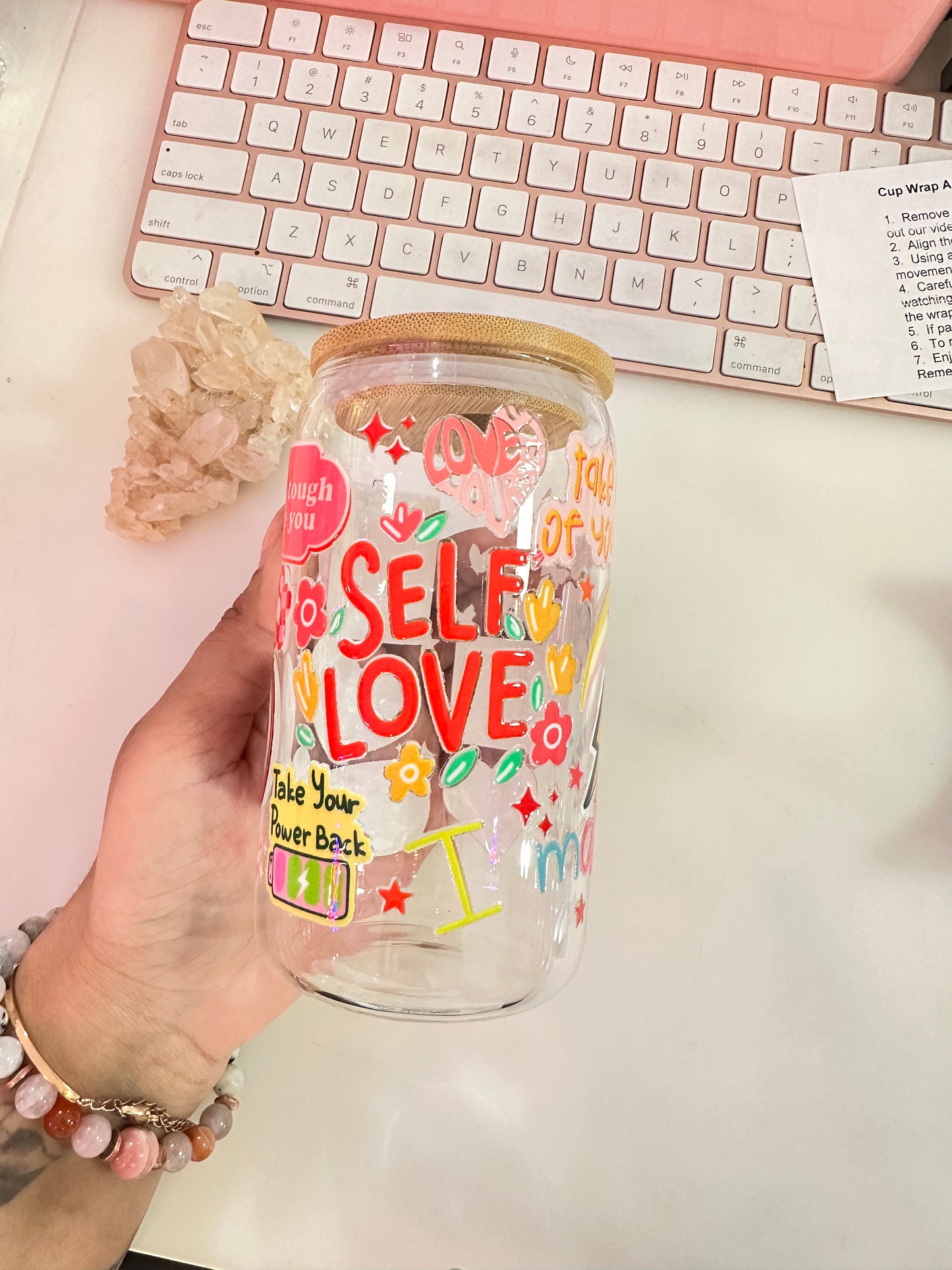 Self love 16 oz beer can glass