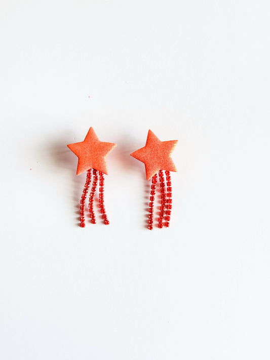 NRJ114 Orange Star Earrings