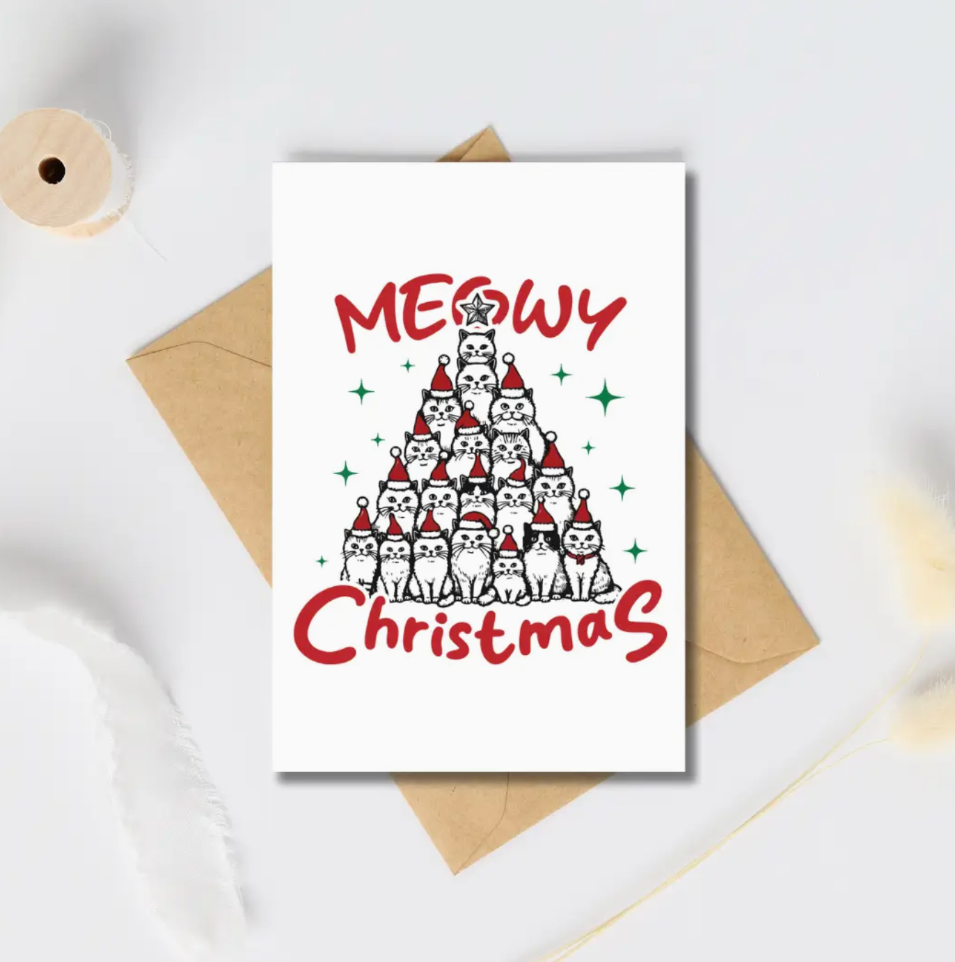 Meowy christmas - greeting card