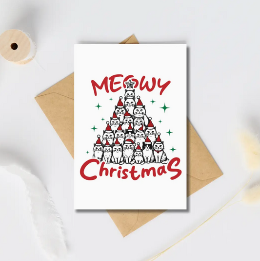 Meowy christmas - greeting card