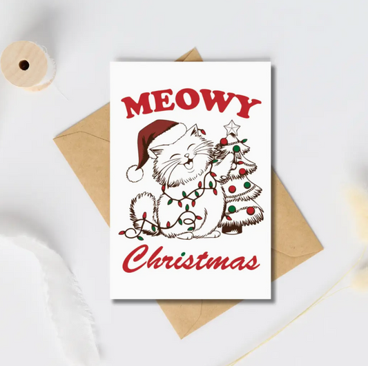 Meowy christmas - greeting card