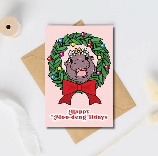 Happy Moo Deng lidays - greeting card