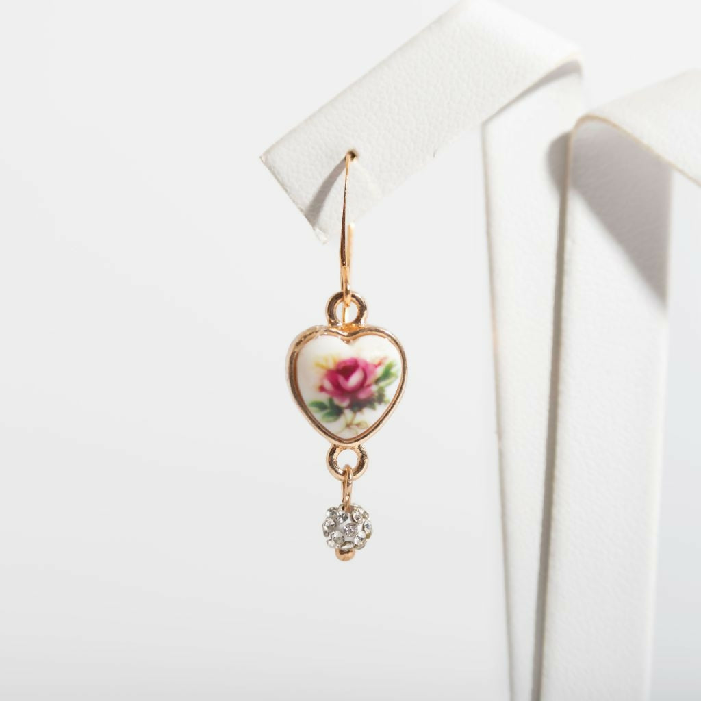 WPJ - X100-101 Heart Sharped Floral Dangle Earring