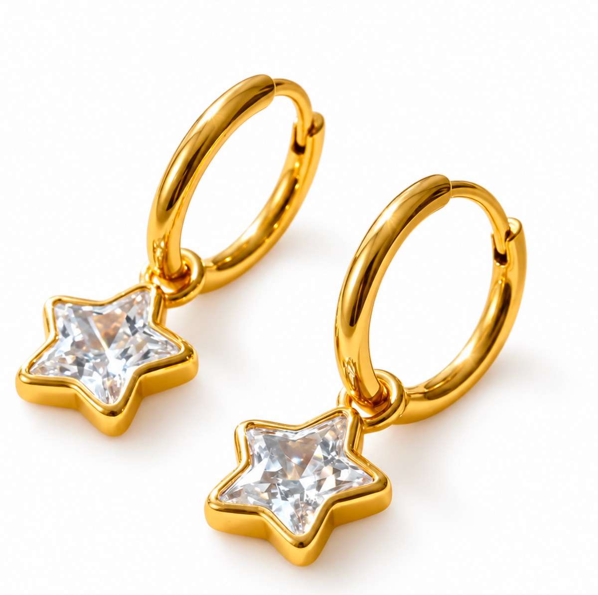 Star diamond earrings - Stainless steel