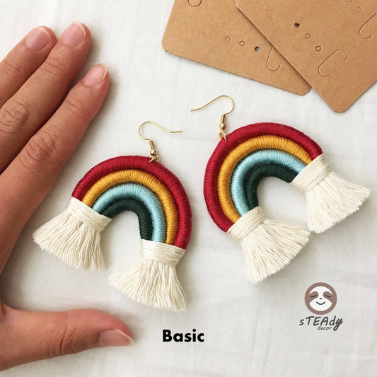 Rainbow macrame earrings