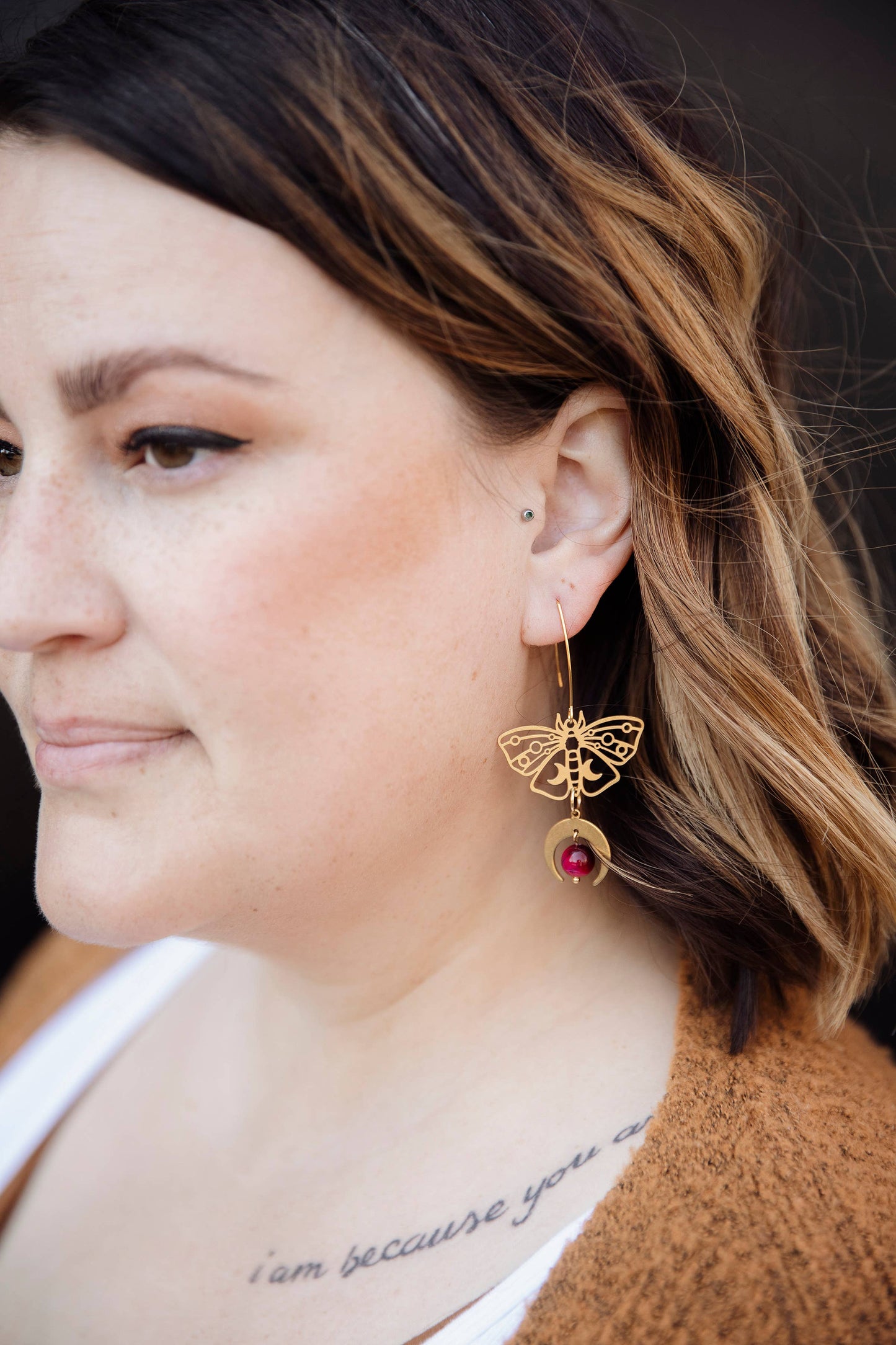 Brass Moth Earrings