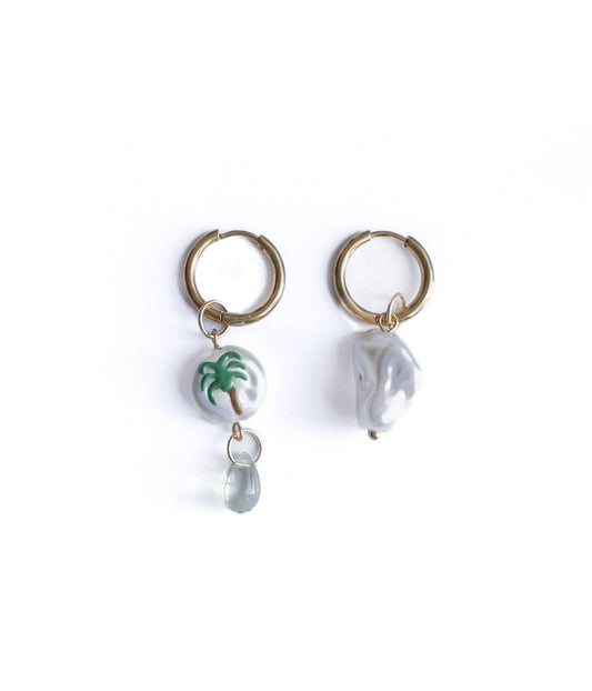 Yellow Dots Studio - Coconut Palm Tree Pearl Earrings