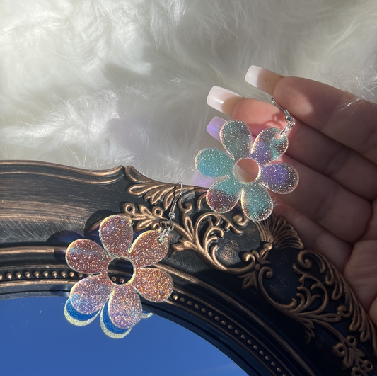 Large Iridescent Daisy dangles