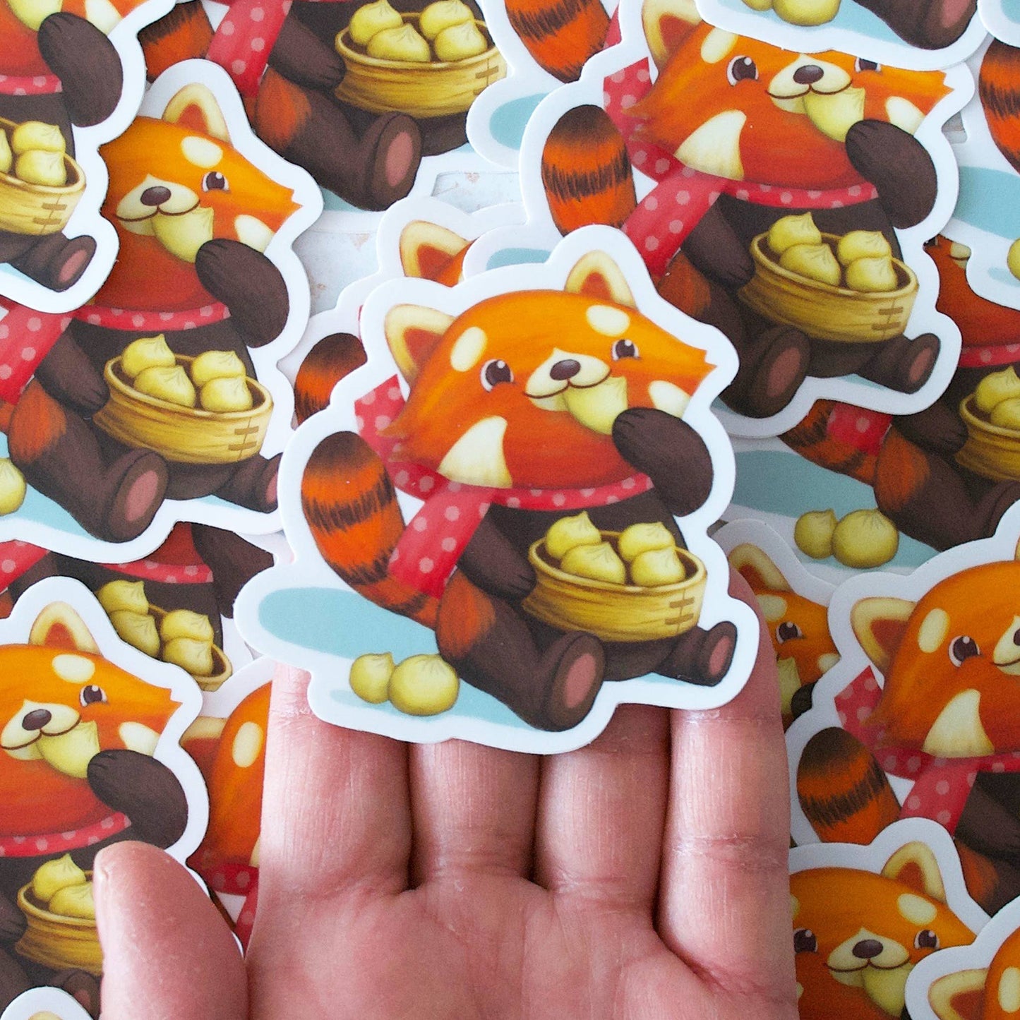 Hop & Flop - Red Panda and Dumplings Vinyl Sticker